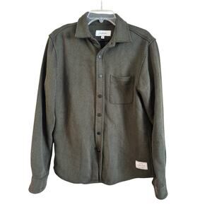 Anian Men’s Recycled Cotton Blend Shacket Snap Buttons Ribbed Size Large